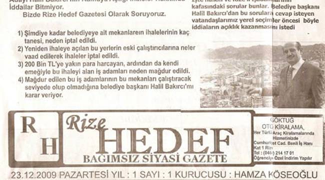 "RİZE HEDEF" YAYIN HAYATINA BAŞLADI