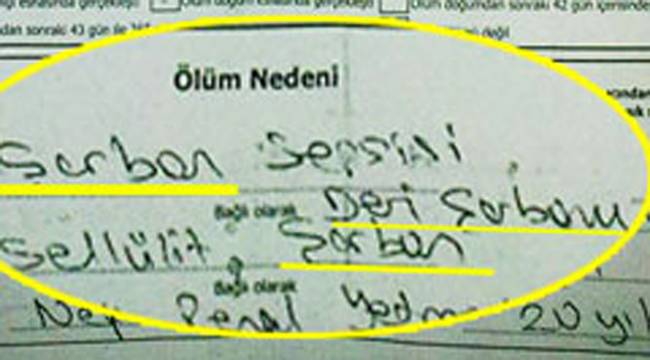 ÖLÜM BELGESİ'NE GÖRE SEBEP ŞARBON!