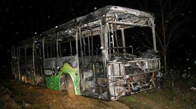 RİZE BELEDİYESİ YOLCU OTOBÜSÜNDE YANGIN