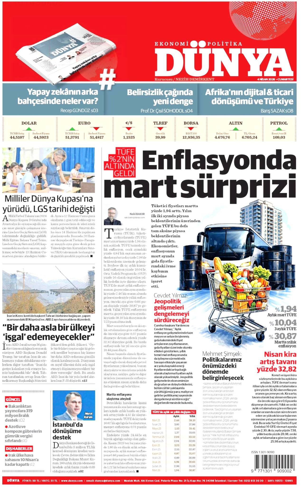 Dünya Gazetesi Gazete Manşeti