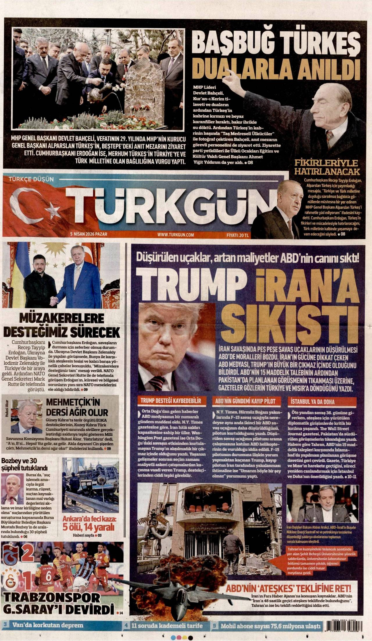 Türkgün Gazetesi Gazete Manşeti